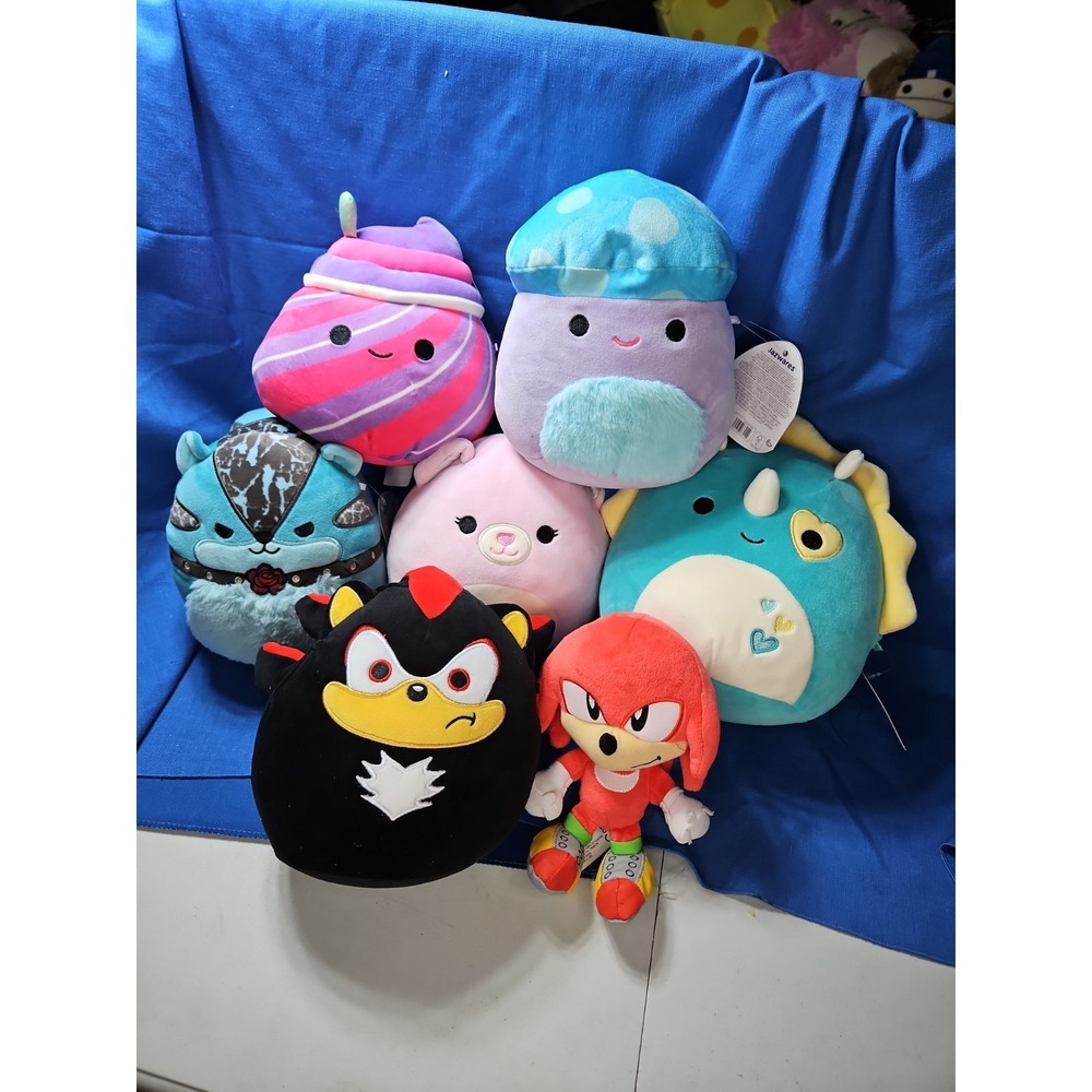 7 Squishmallows Plush Lot Sonic Pyle Braedon Cristina Zaya Samsara EXCELLENT